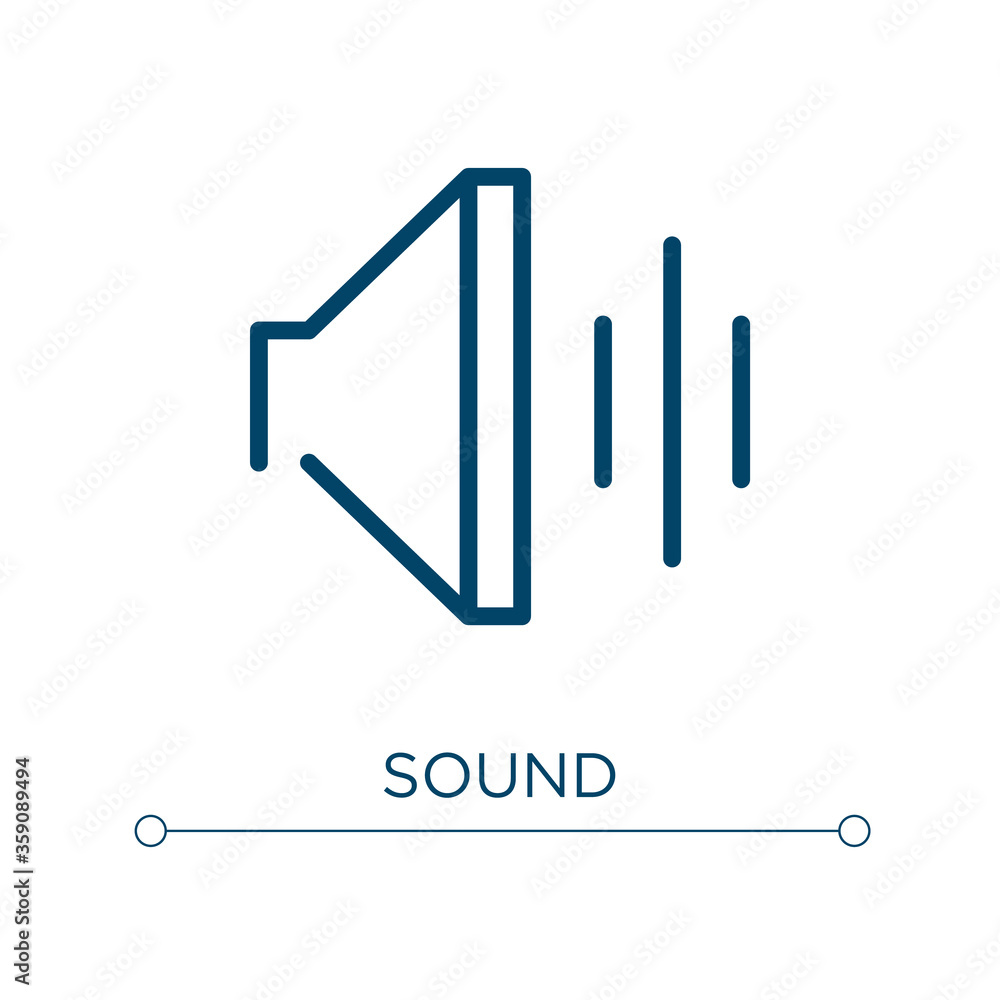 Poster Sound icon. Linear vector illustration. Outline sound icon vector. Thin line symbol for use on web and mobile apps, logo, print media.