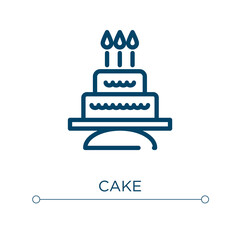 Cake icon. Linear vector illustration. Outline cake icon vector. Thin line symbol for use on web and mobile apps, logo, print media.