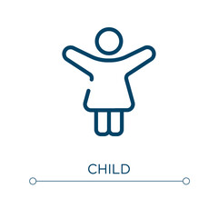 Child icon. Linear vector illustration. Outline child icon vector. Thin line symbol for use on web and mobile apps, logo, print media.