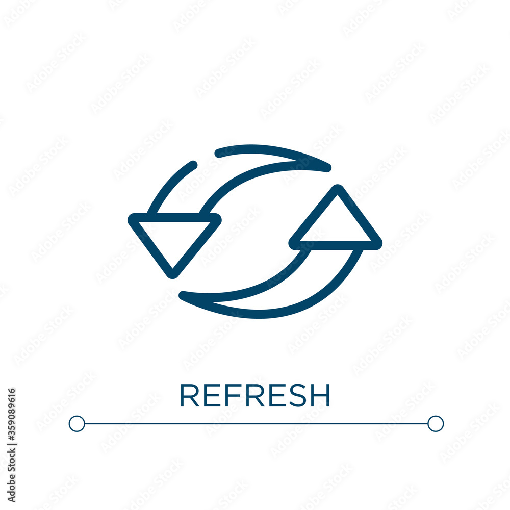 Poster refresh icon. linear vector illustration. outline refresh icon vector. thin line symbol for use on w