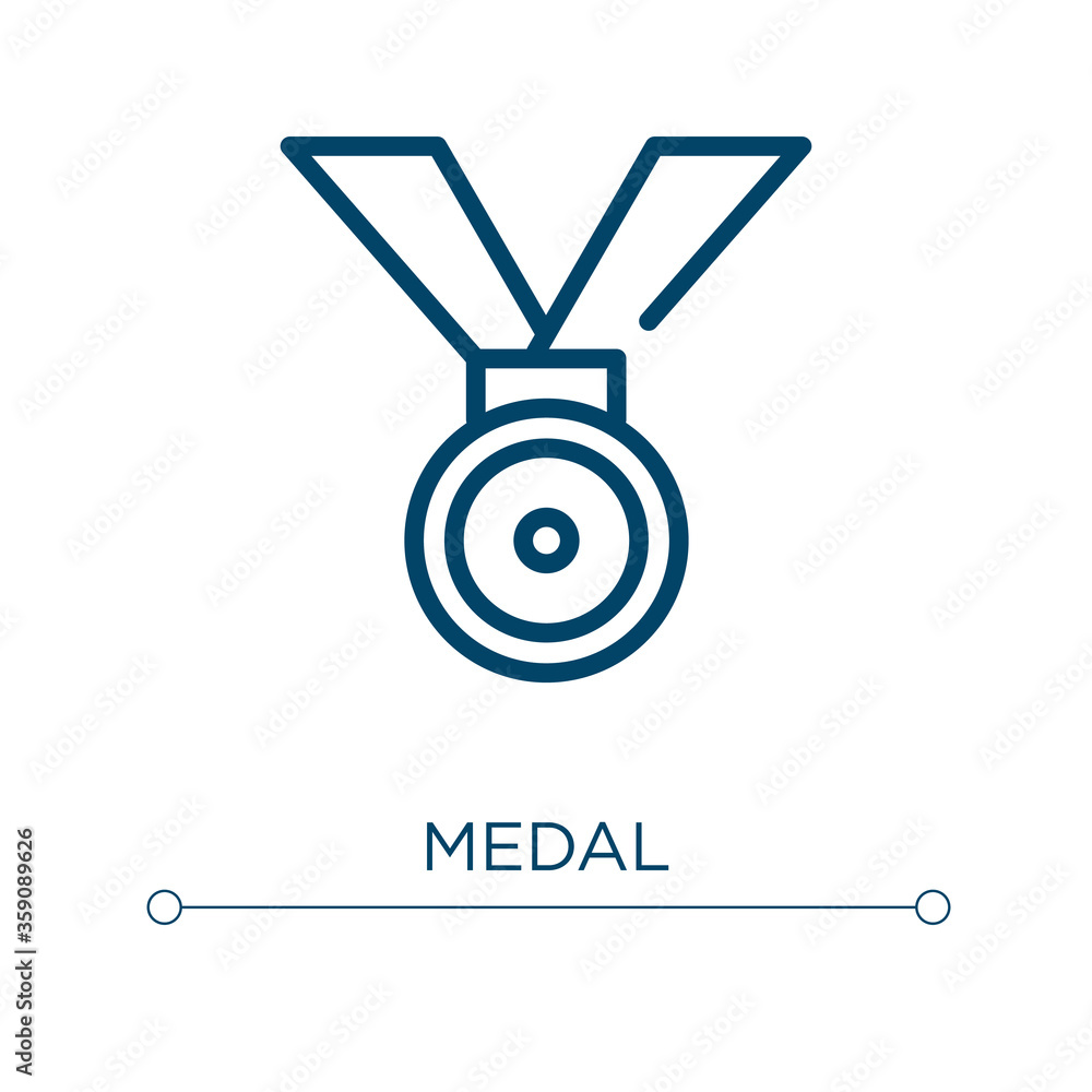 Poster medal icon. linear vector illustration. outline medal icon vector. thin line symbol for use on web a