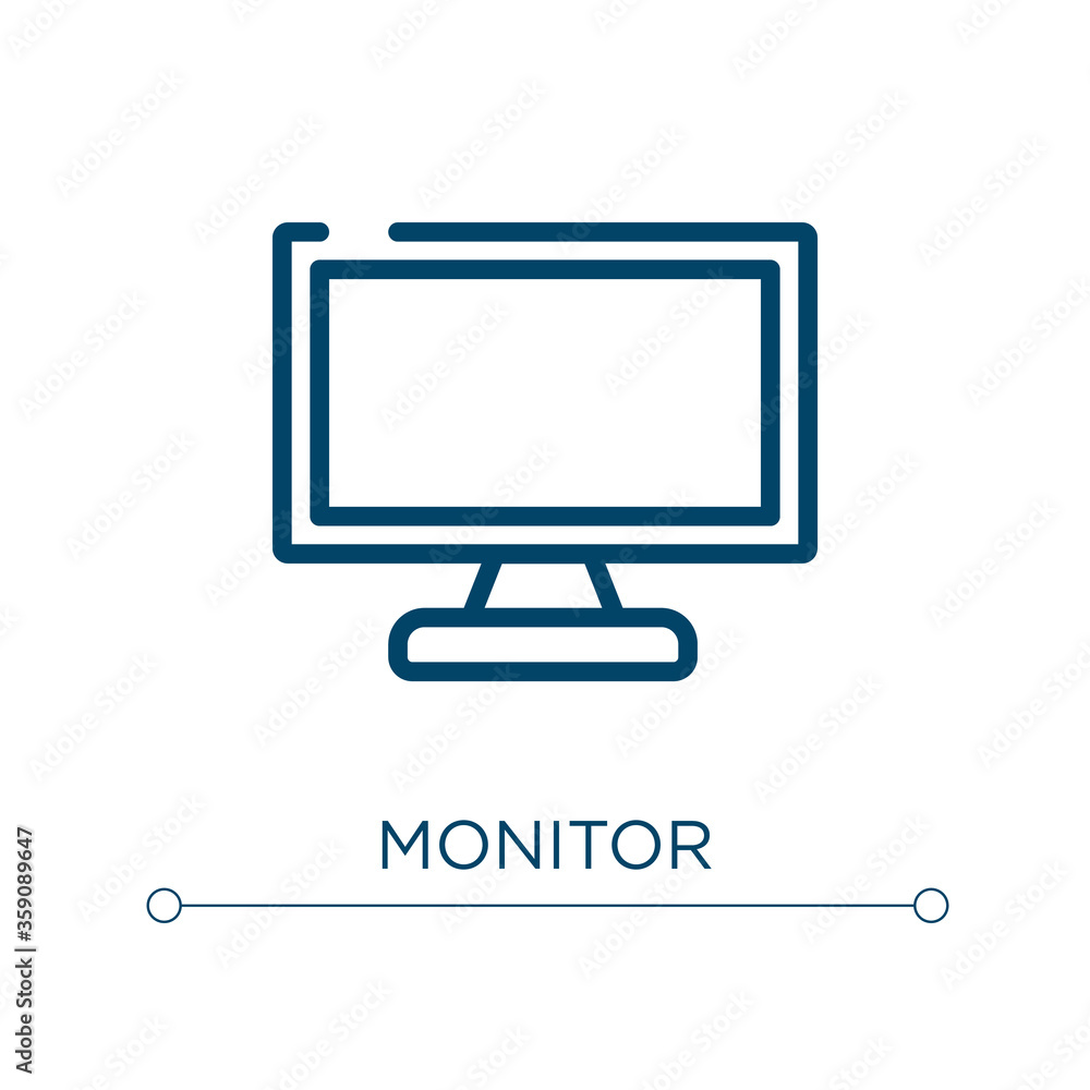 Poster monitor icon. linear vector illustration. outline monitor icon vector. thin line symbol for use on w