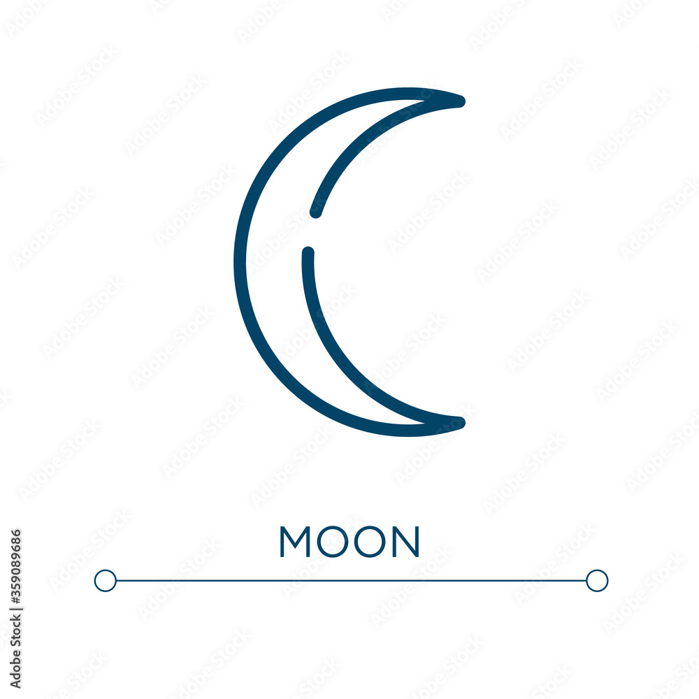 Poster moon icon. linear vector illustration. outline moon icon vector. thin line symbol for use on web and