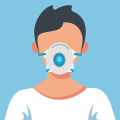 young man wearing medical mask character