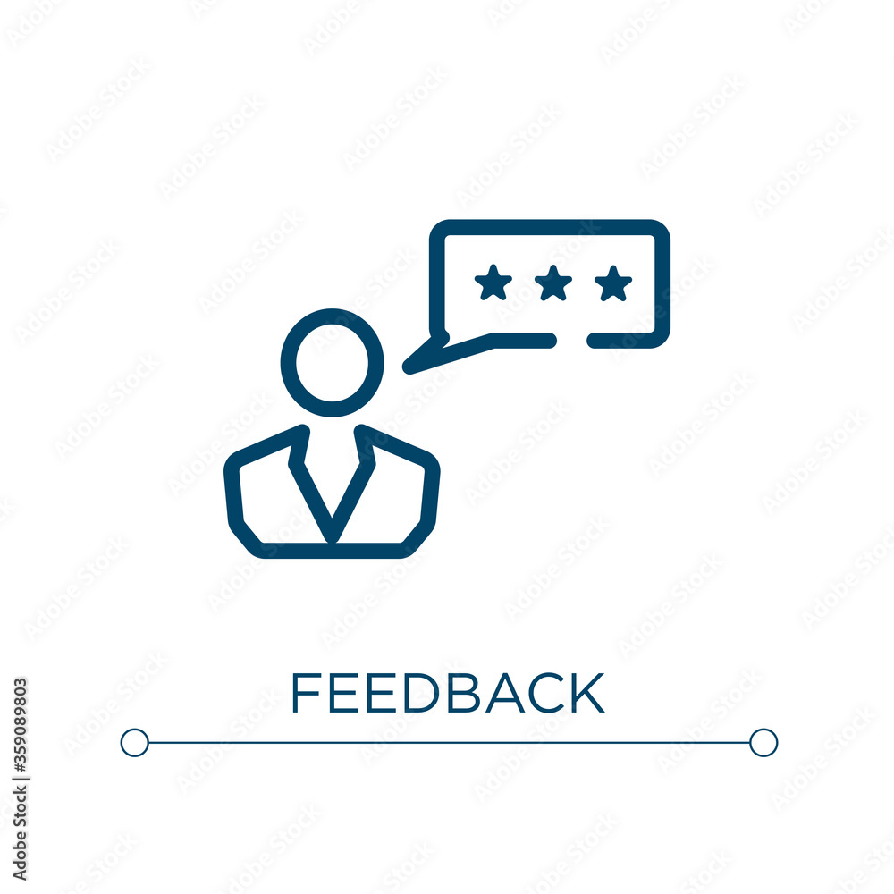 Poster feedback icon. linear vector illustration. outline feedback icon vector. thin line symbol for use on