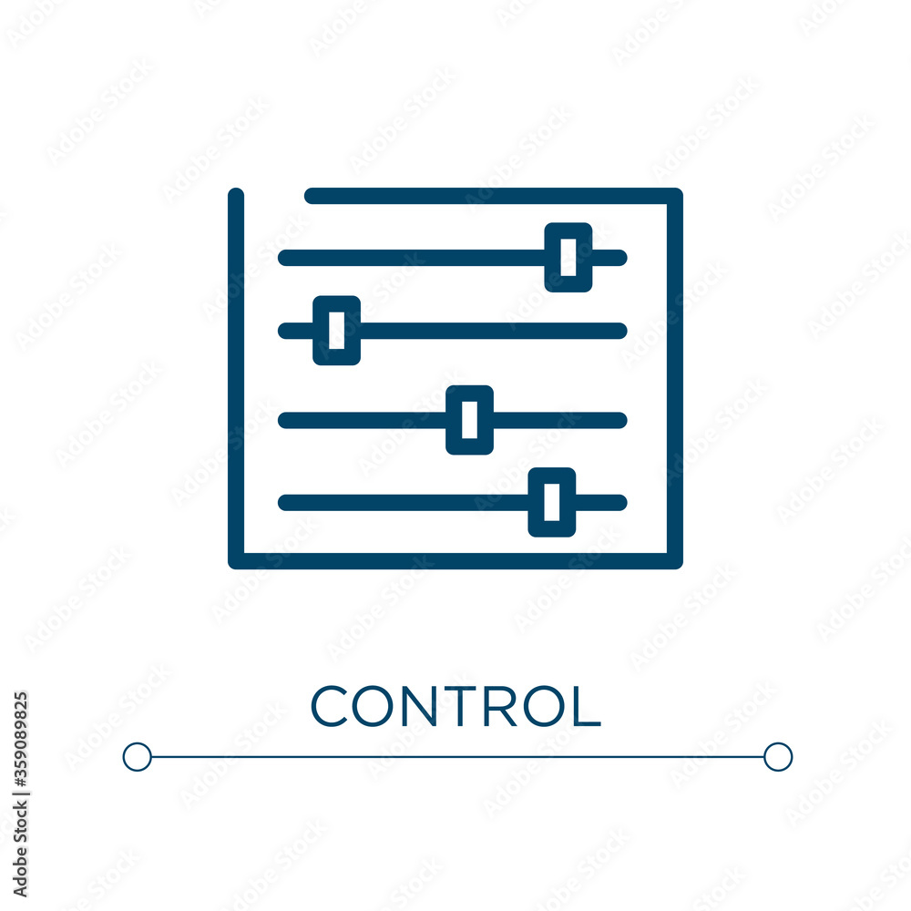 Poster control icon. linear vector illustration. outline control icon vector. thin line symbol for use on w