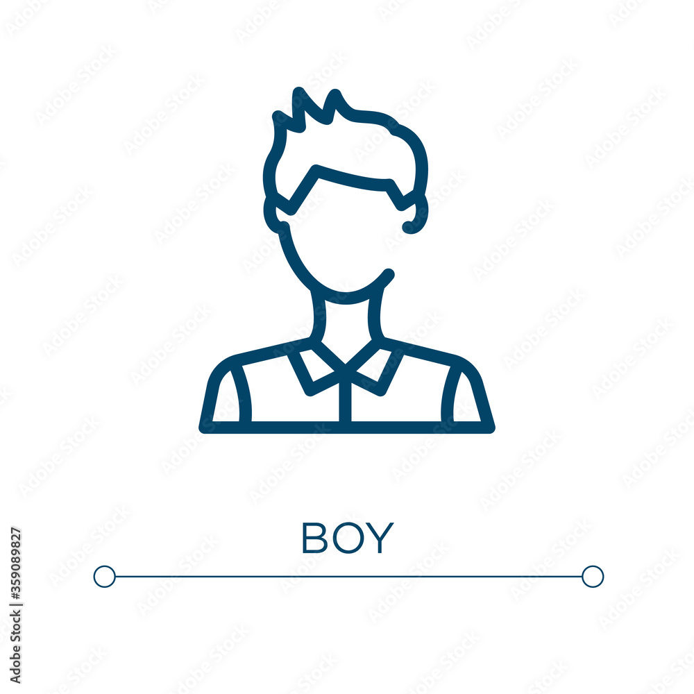 Poster boy icon. linear vector illustration. outline boy icon vector. thin line symbol for use on web and m