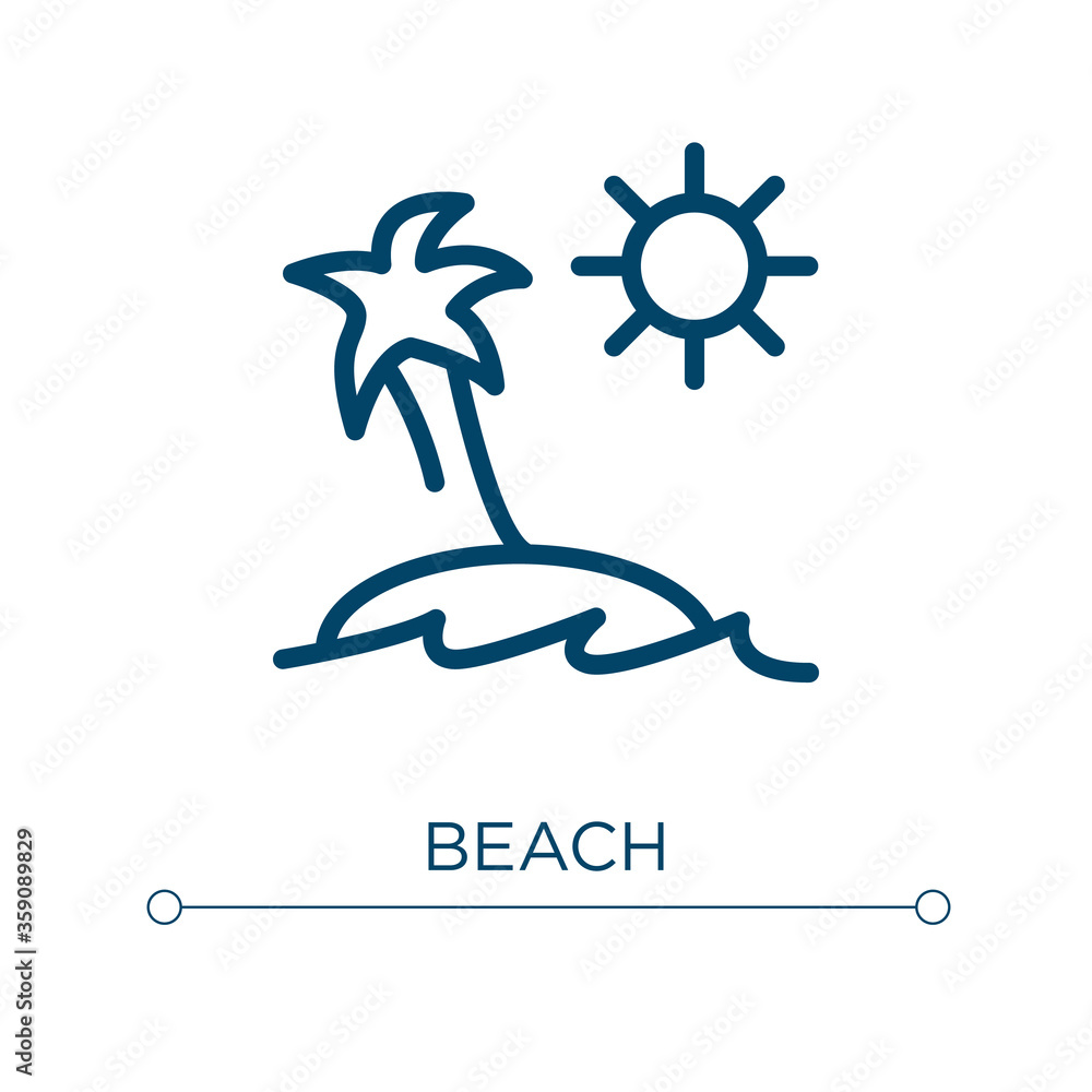 Poster beach icon. linear vector illustration. outline beach icon vector. thin line symbol for use on web a