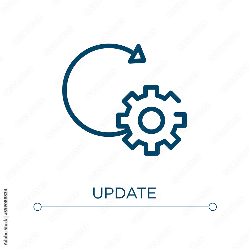 Poster update icon. linear vector illustration. outline update icon vector. thin line symbol for use on web