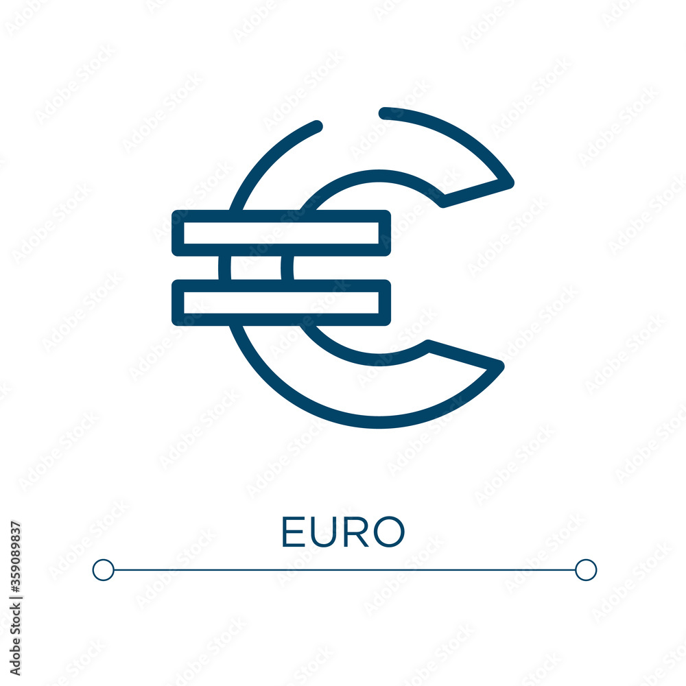 Aufkleber euro icon. linear vector illustration. outline euro icon vector. thin line symbol for use on web and