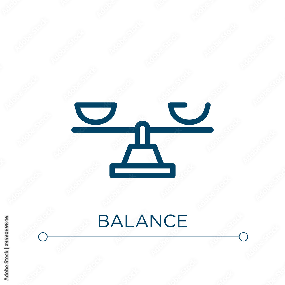 Poster balance icon. linear vector illustration. outline balance icon vector. thin line symbol for use on w