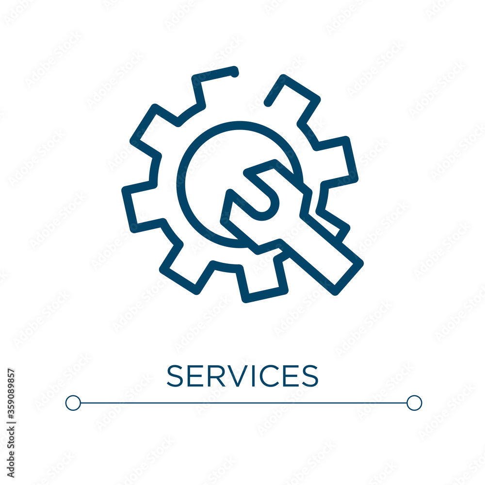 Poster services icon. linear vector illustration. outline services icon vector. thin line symbol for use on
