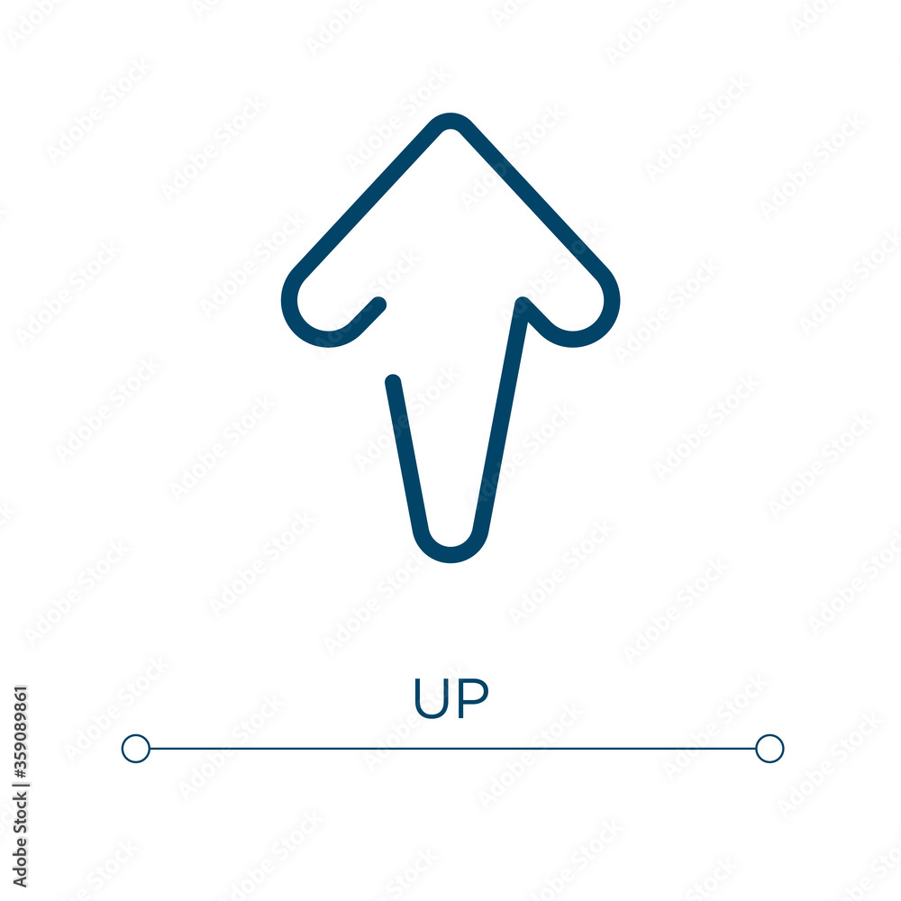 Aufkleber up icon. linear vector illustration. outline up icon vector. thin line symbol for use on web and mob