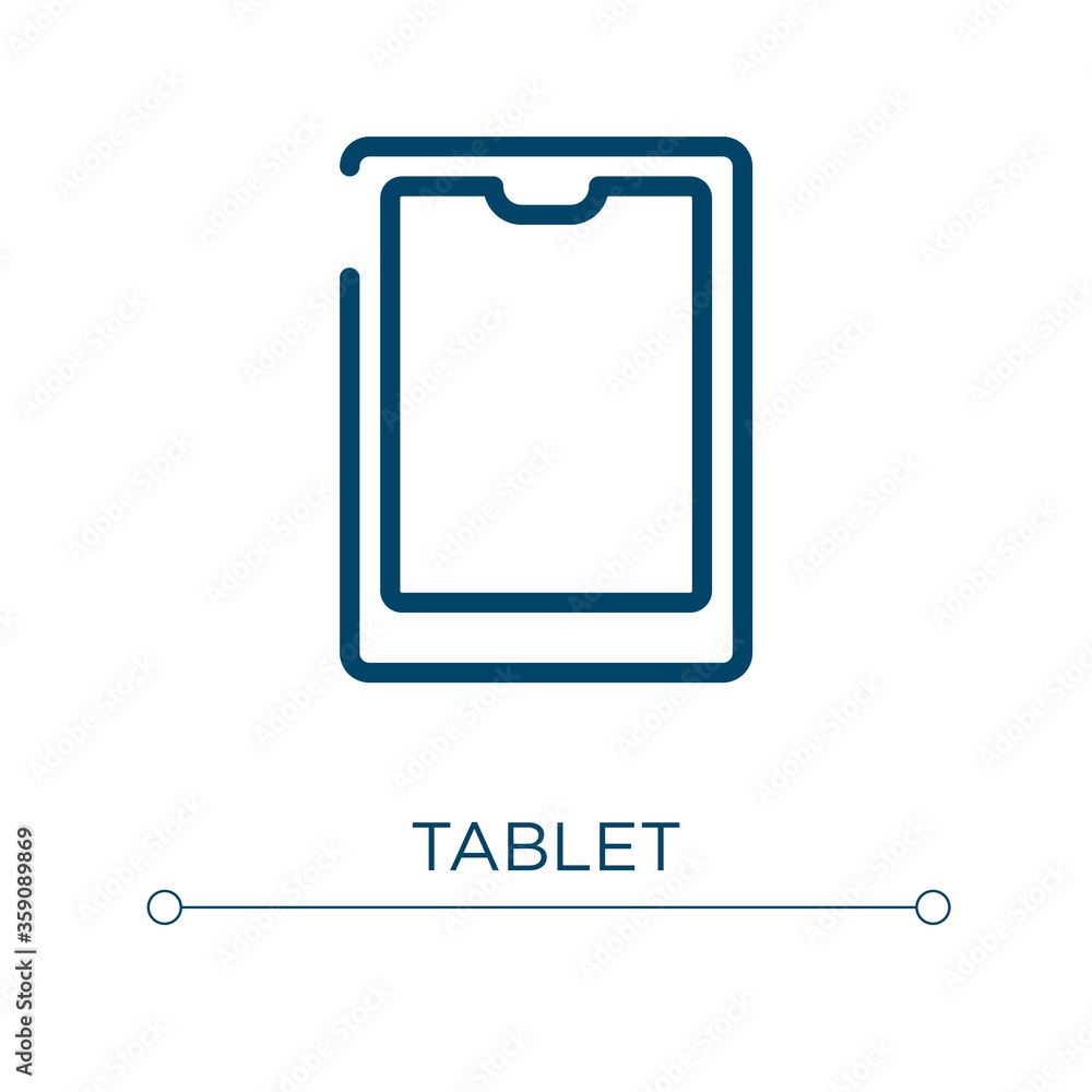 Poster tablet icon. linear vector illustration. outline tablet icon vector. thin line symbol for use on web