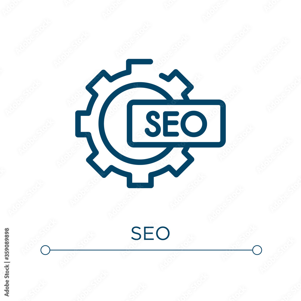 Poster seo icon. linear vector illustration. outline seo icon vector. thin line symbol for use on web and m