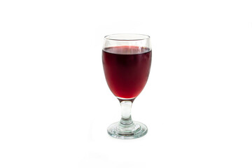 Red grape juice in glass Isolated on white background.