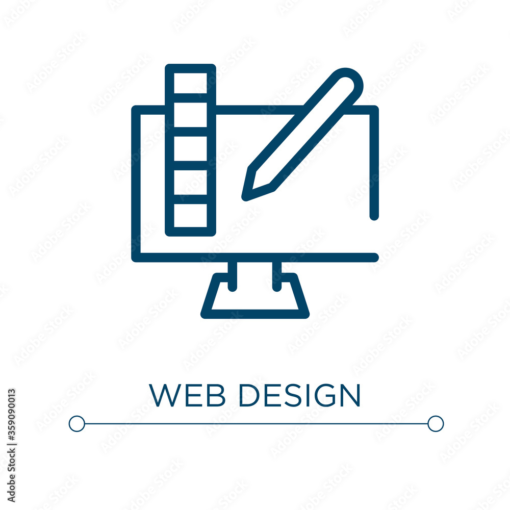Poster web design icon. linear vector illustration. outline web design icon vector. thin line symbol for us