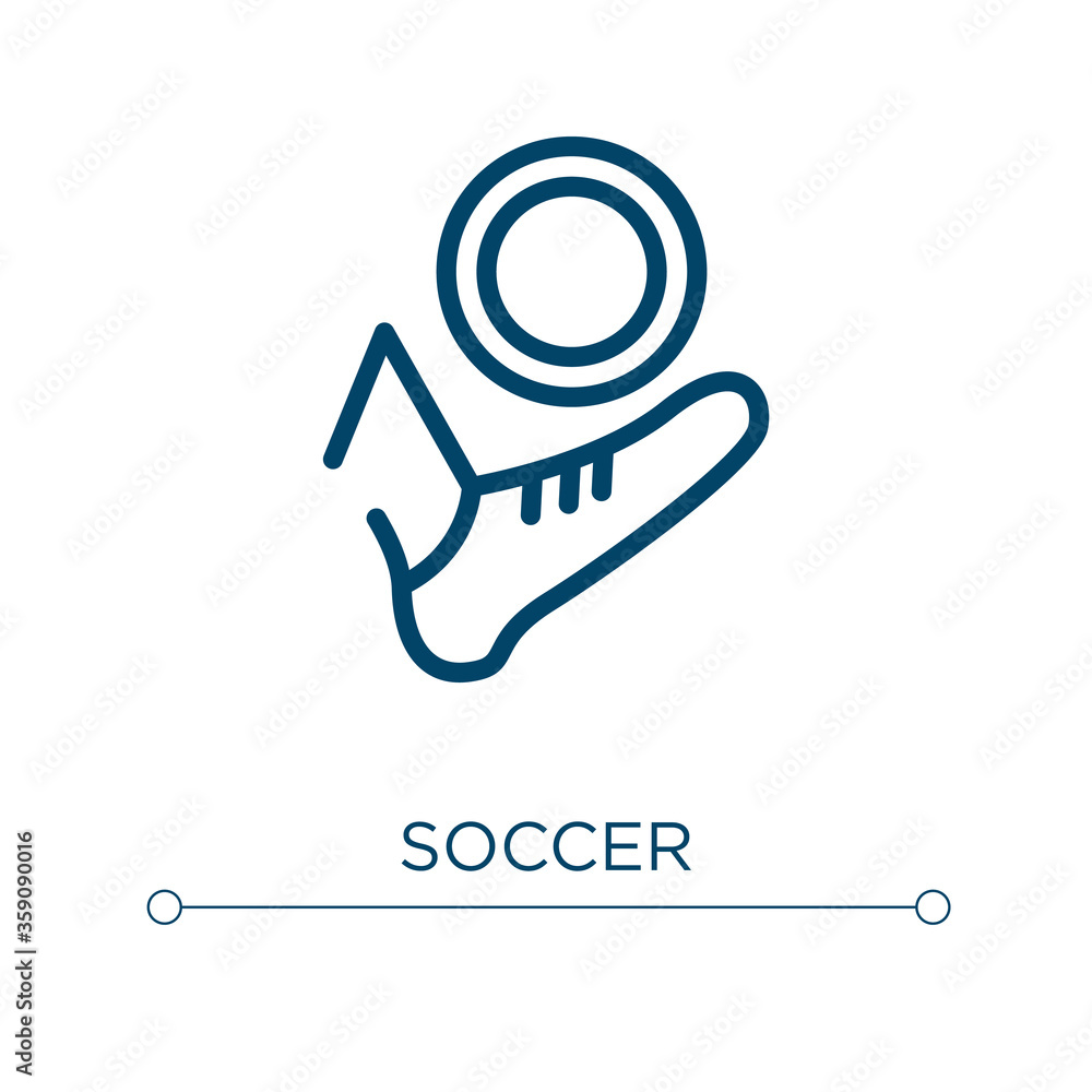Aufkleber soccer icon. linear vector illustration. outline soccer icon vector. thin line symbol for use on web
