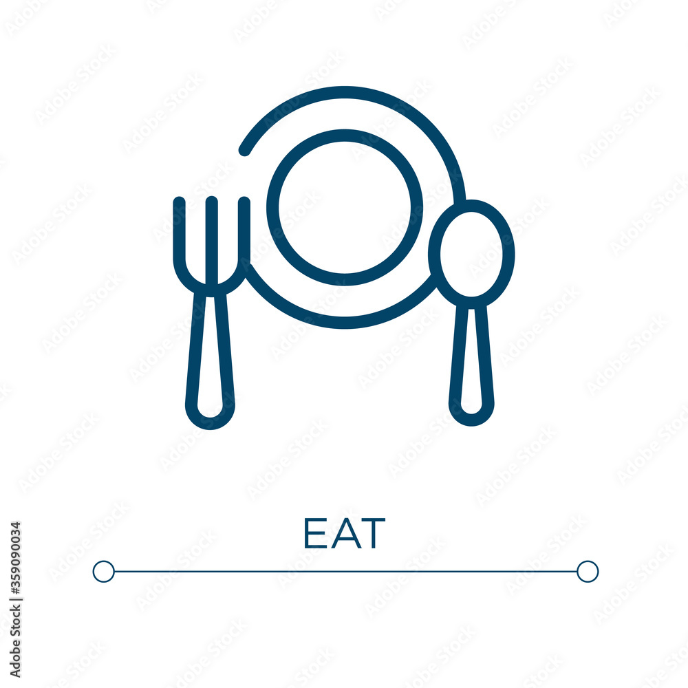 Poster eat icon. linear vector illustration. outline eat icon vector. thin line symbol for use on web and m