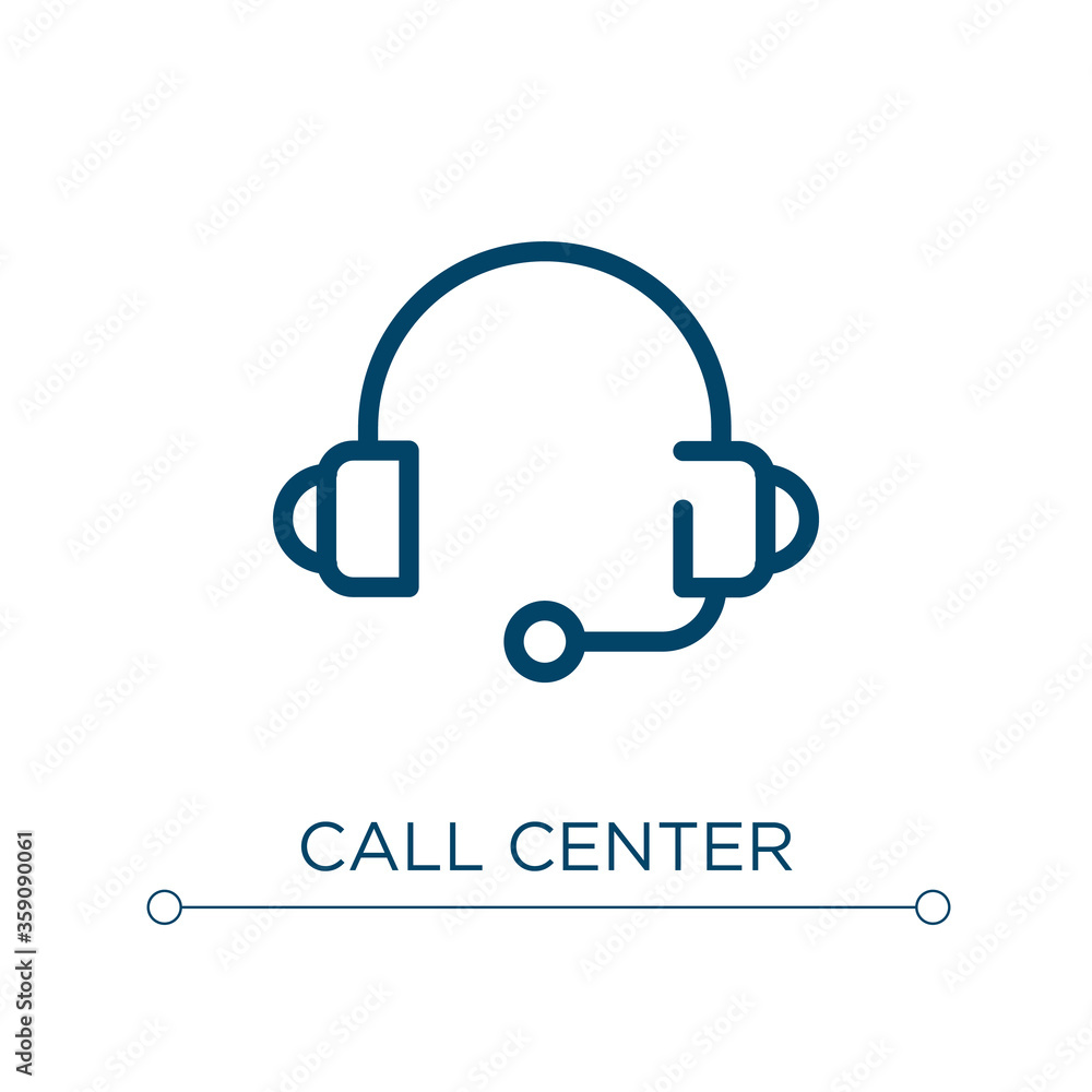 Aufkleber call center icon. linear vector illustration. outline call center icon vector. thin line symbol for 
