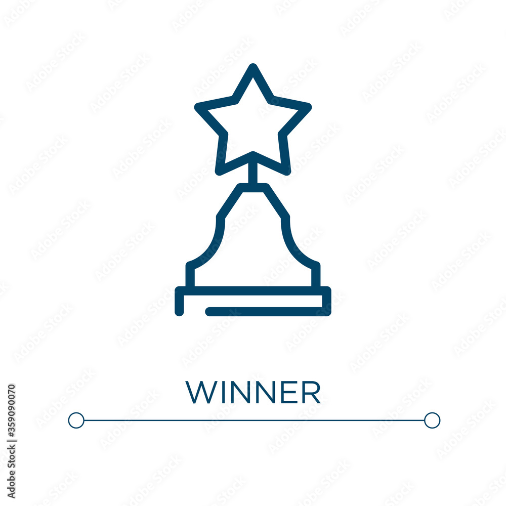 Poster winner icon. linear vector illustration. outline winner icon vector. thin line symbol for use on web