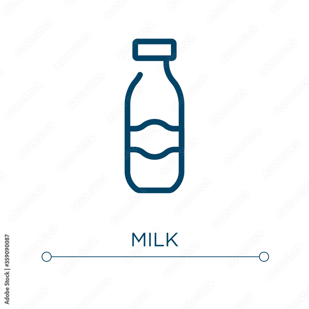 Poster milk icon. linear vector illustration. outline milk icon vector. thin line symbol for use on web and