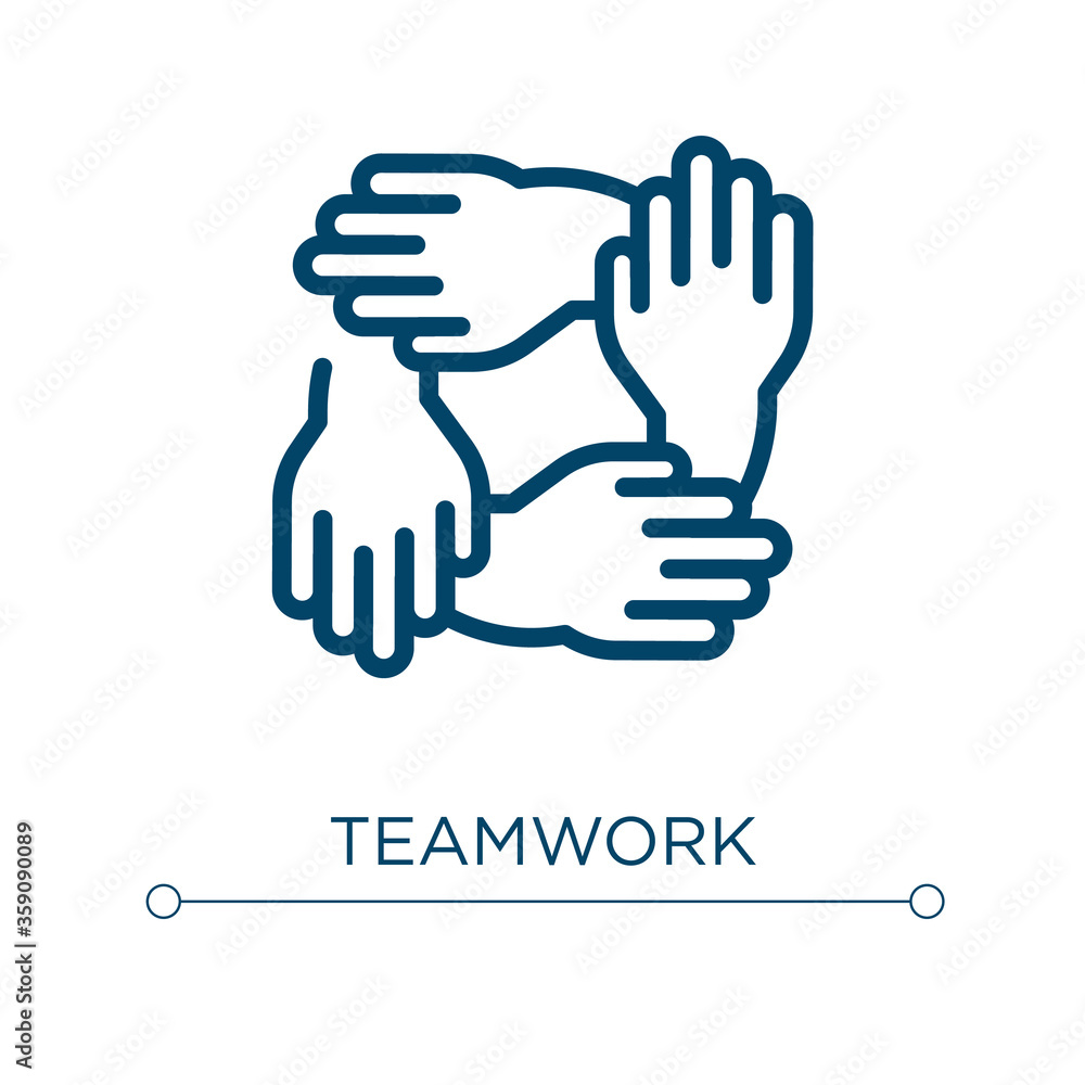 Poster teamwork icon. linear vector illustration. outline teamwork icon vector. thin line symbol for use on