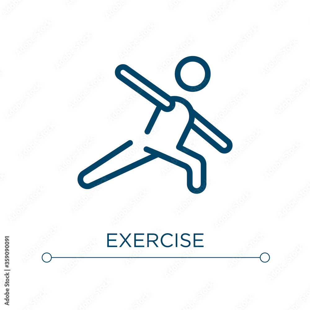 Poster exercise icon. linear vector illustration. outline exercise icon vector. thin line symbol for use on