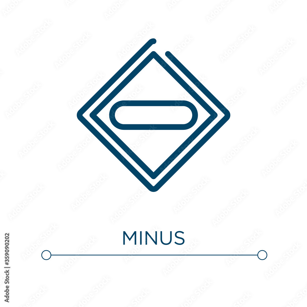 Poster minus icon. linear vector illustration. outline minus icon vector. thin line symbol for use on web a