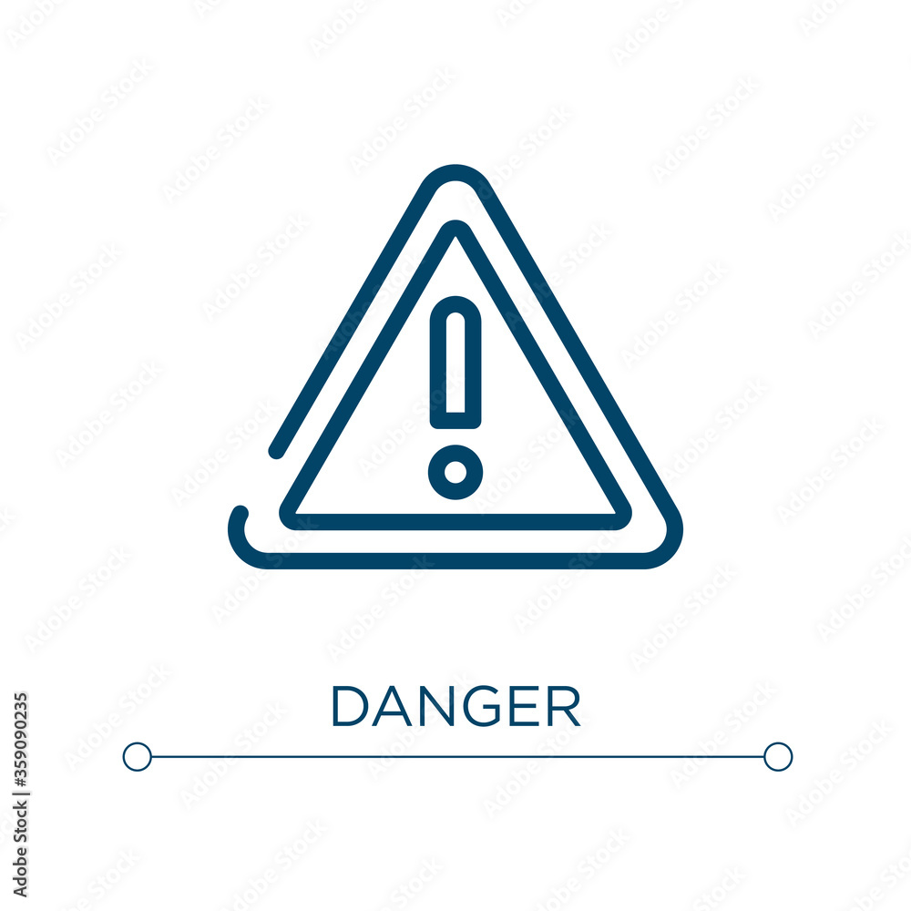 Poster danger icon. linear vector illustration. outline danger icon vector. thin line symbol for use on web