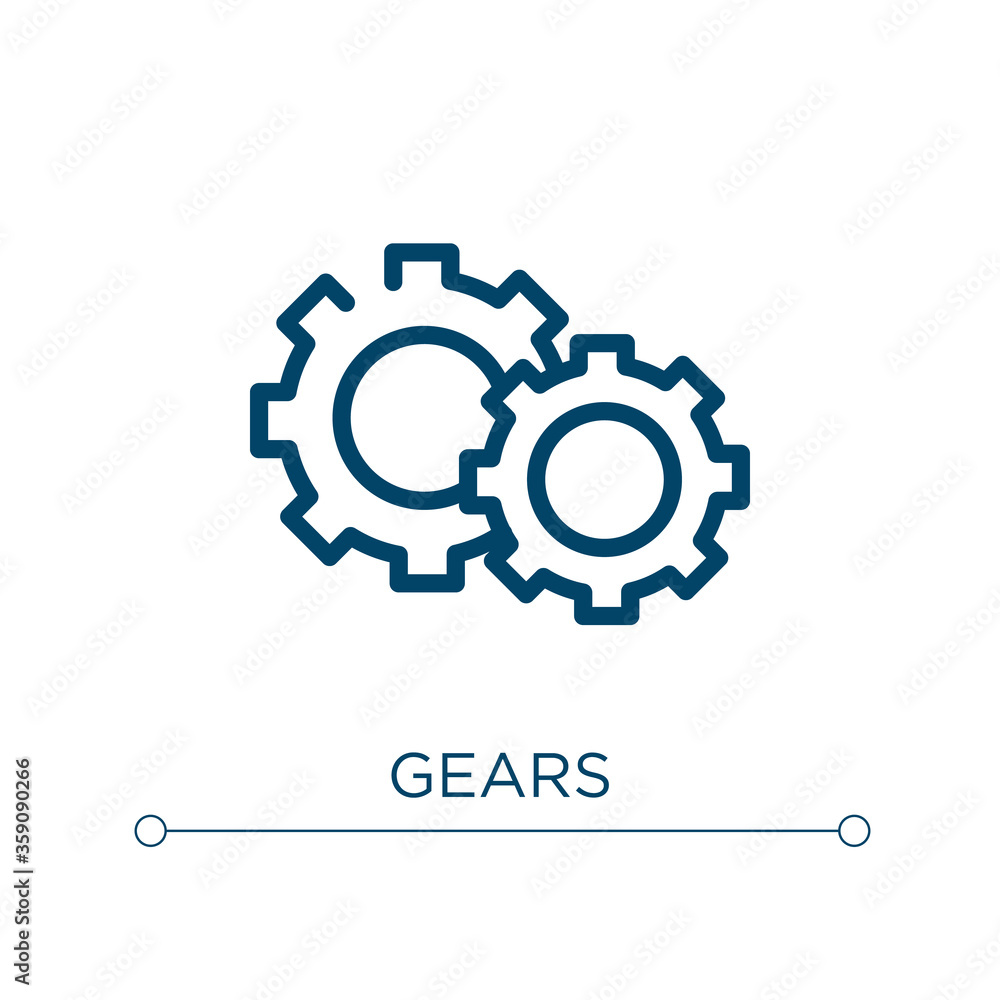 Poster gears icon. linear vector illustration. outline gears icon vector. thin line symbol for use on web a