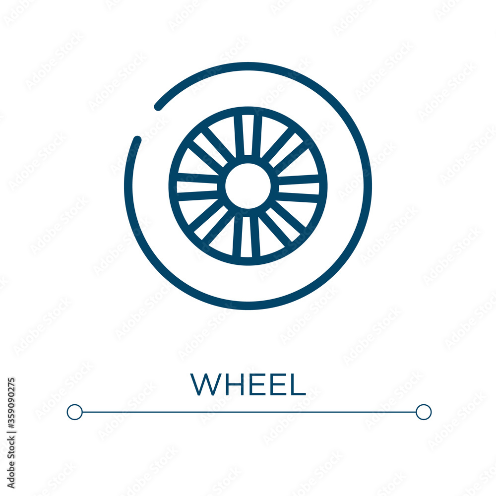 Poster wheel icon. linear vector illustration. outline wheel icon vector. thin line symbol for use on web a