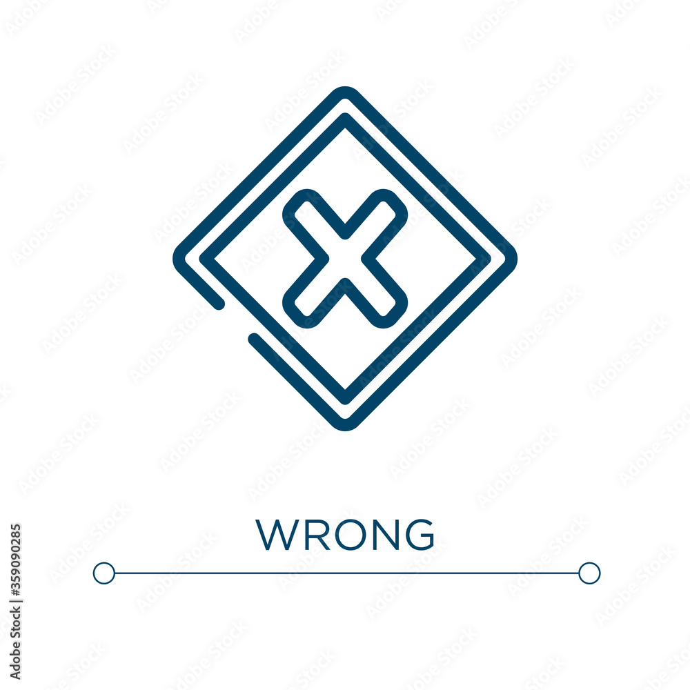 Poster wrong icon. linear vector illustration. outline wrong icon vector. thin line symbol for use on web a