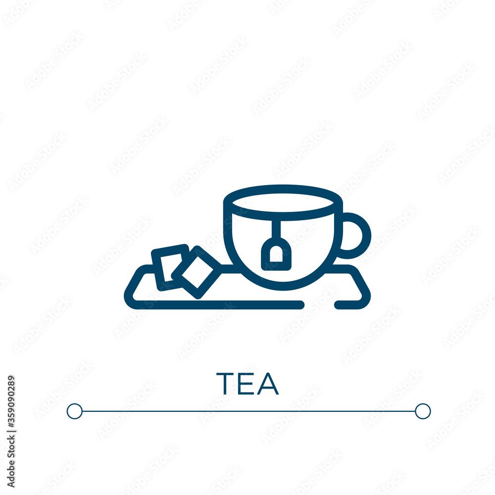 Poster tea icon. linear vector illustration. outline tea icon vector. thin line symbol for use on web and m