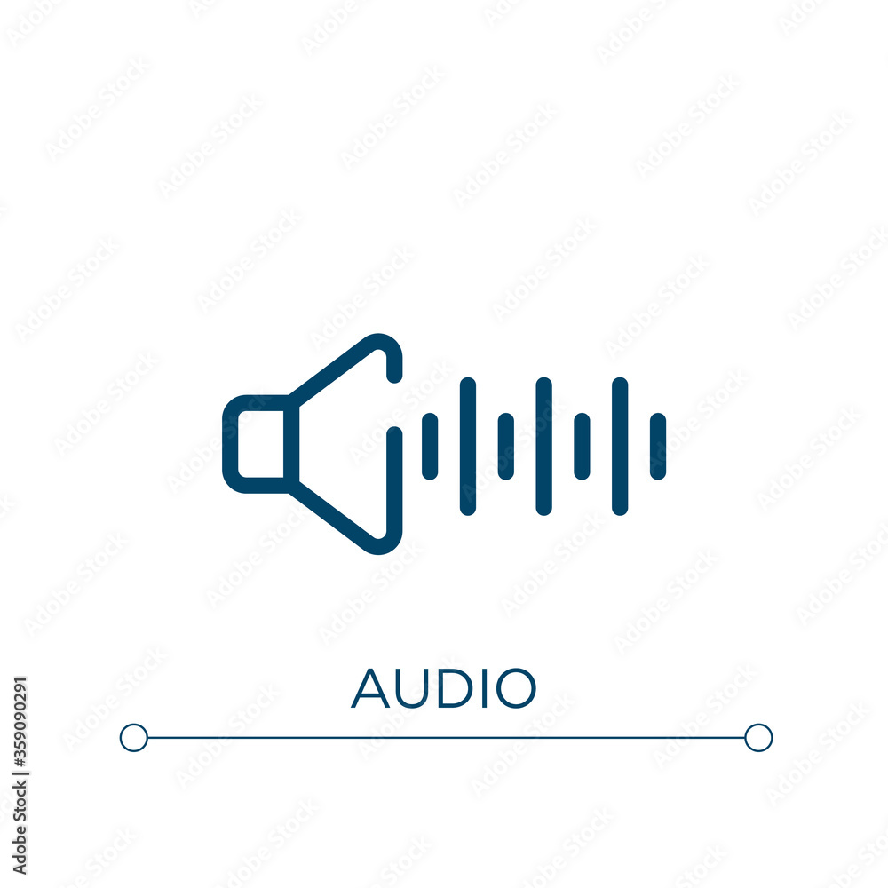 Poster audio icon. linear vector illustration. outline audio icon vector. thin line symbol for use on web a