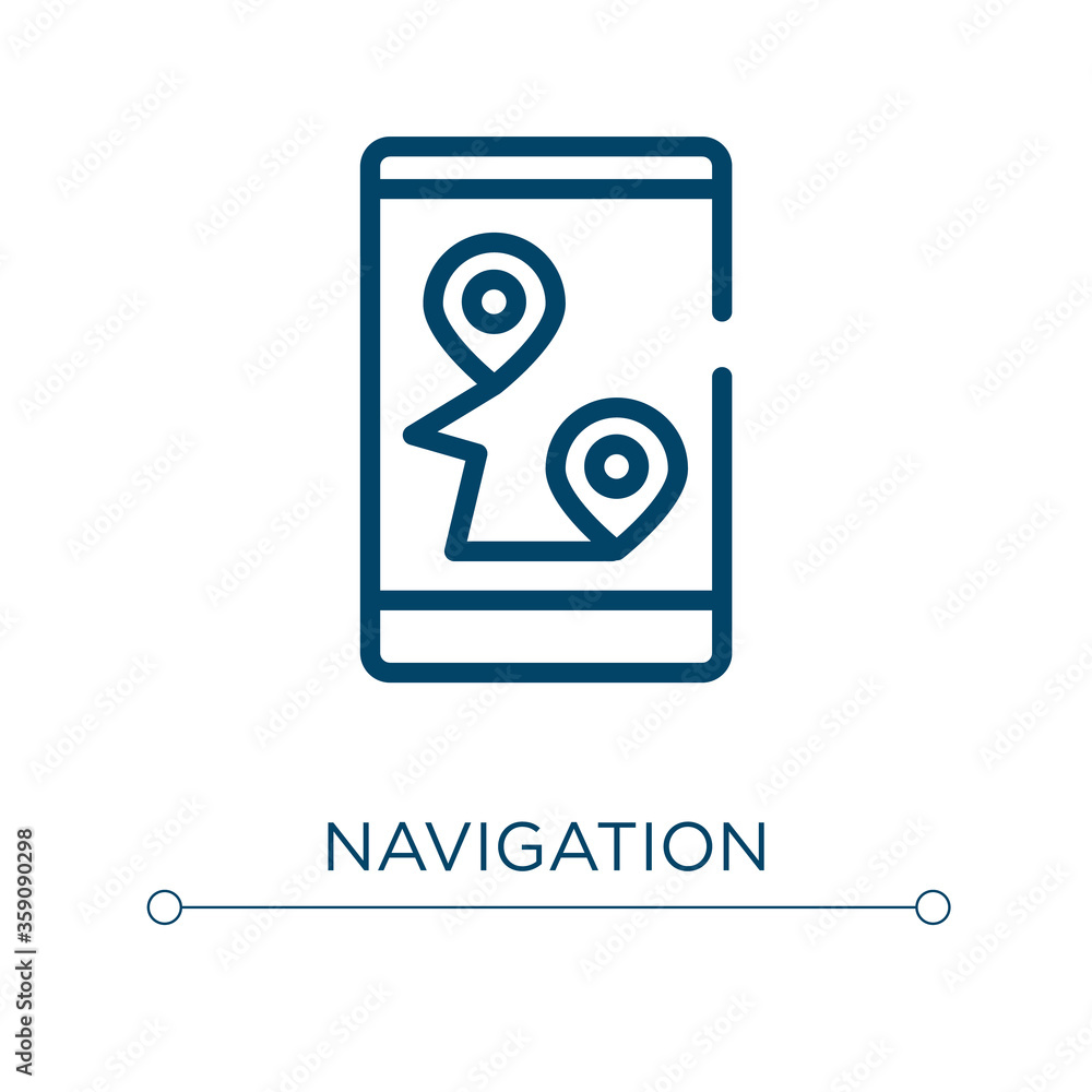 Poster navigation icon. linear vector illustration. outline navigation icon vector. thin line symbol for us