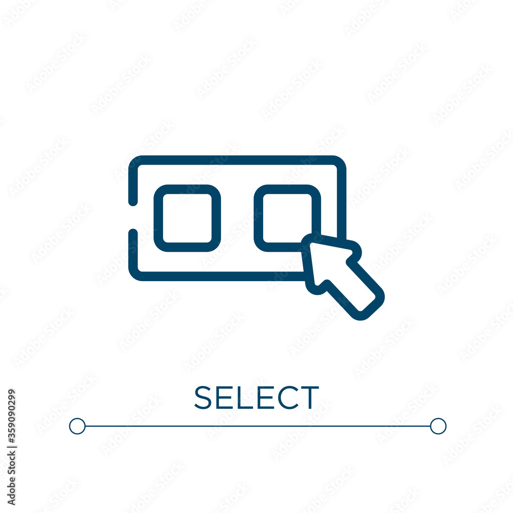 Poster select icon. linear vector illustration. outline select icon vector. thin line symbol for use on web