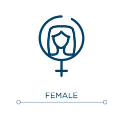 Female icon. Linear vector illustration. Outline female icon vector. Thin line symbol for use on web and mobile apps, logo, print media.