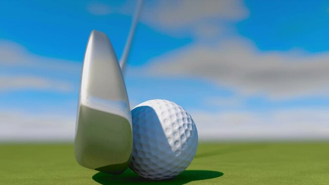 Golf. Animation of golf ball falling into a hole