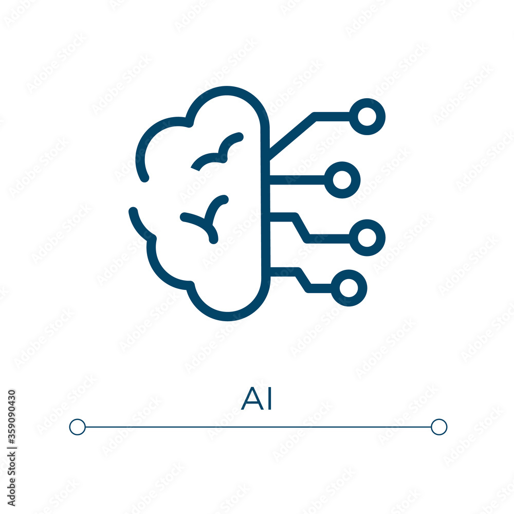 Poster ai icon. linear vector illustration. outline ai icon vector. thin line symbol for use on web and mob