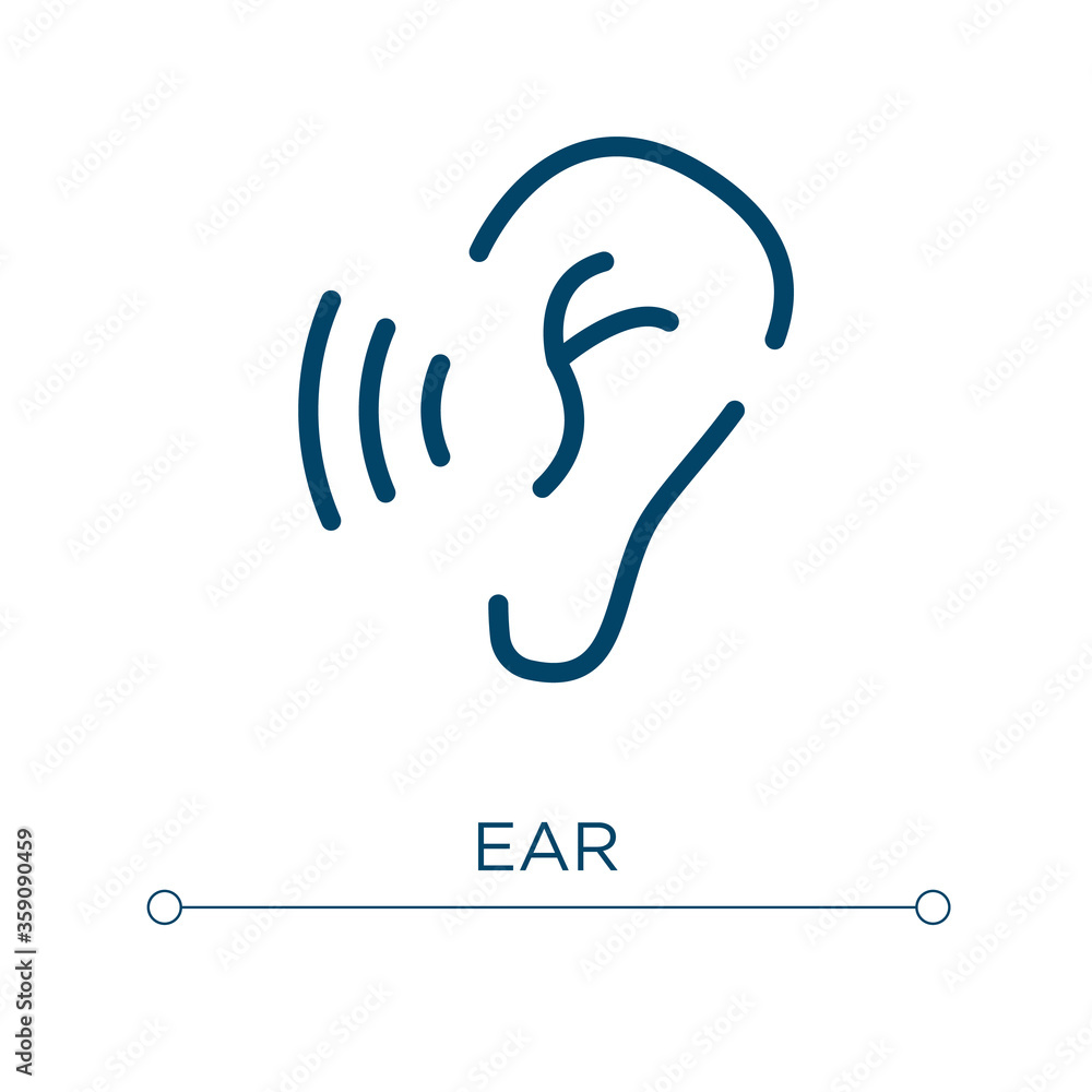Poster ear icon. linear vector illustration. outline ear icon vector. thin line symbol for use on web and m