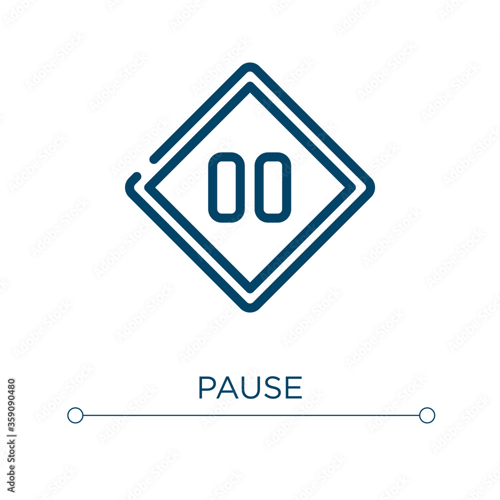 Poster pause icon. linear vector illustration. outline pause icon vector. thin line symbol for use on web a