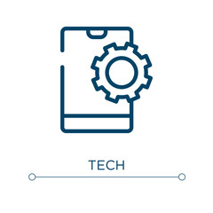Tech icon. Linear vector illustration. Outline tech icon vector. Thin line symbol for use on web and mobile apps, logo, print media.
