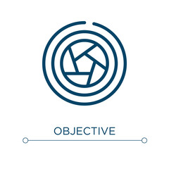 Objective icon. Linear vector illustration. Outline objective icon vector. Thin line symbol for use on web and mobile apps, logo, print media.