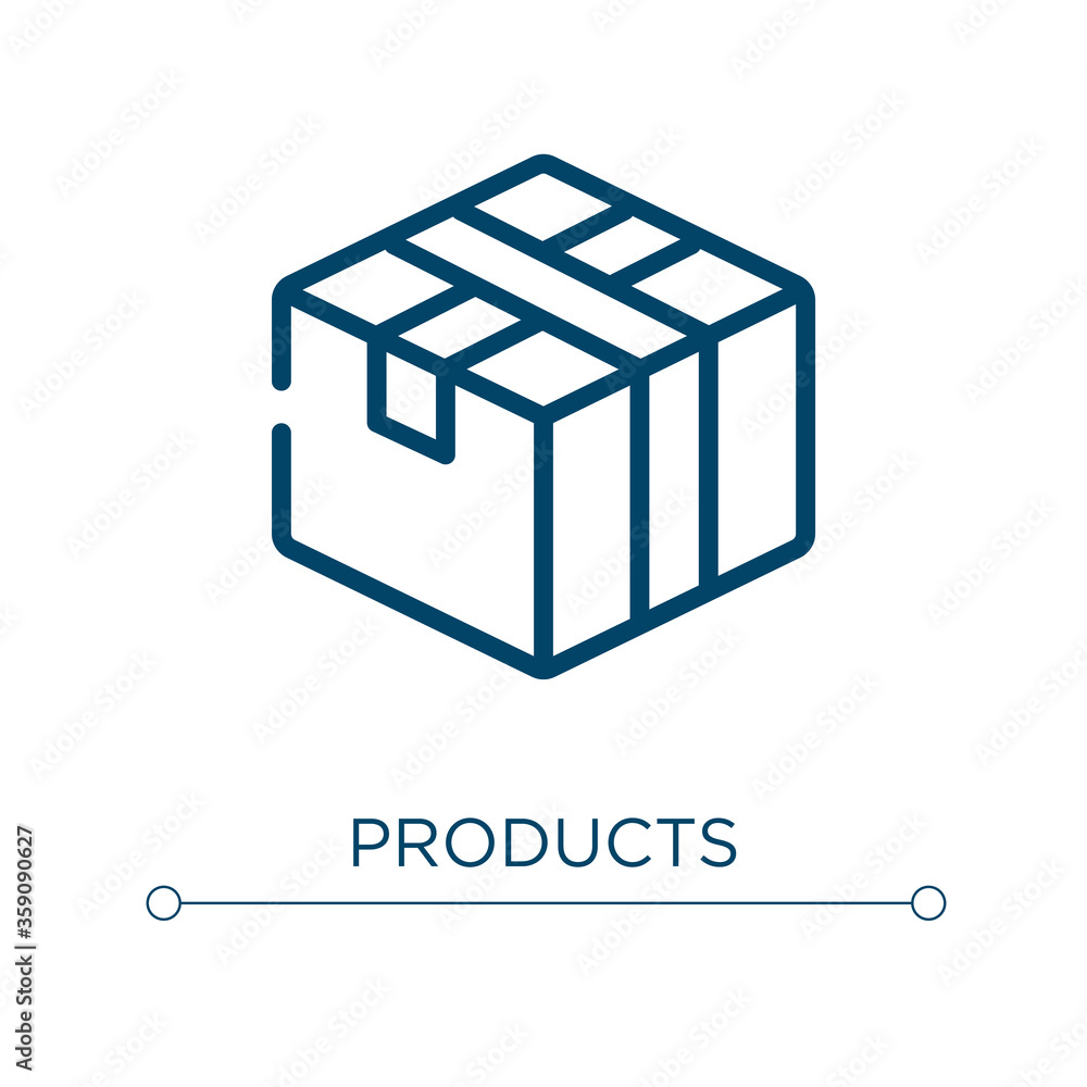 Poster products icon. linear vector illustration. outline products icon vector. thin line symbol for use on