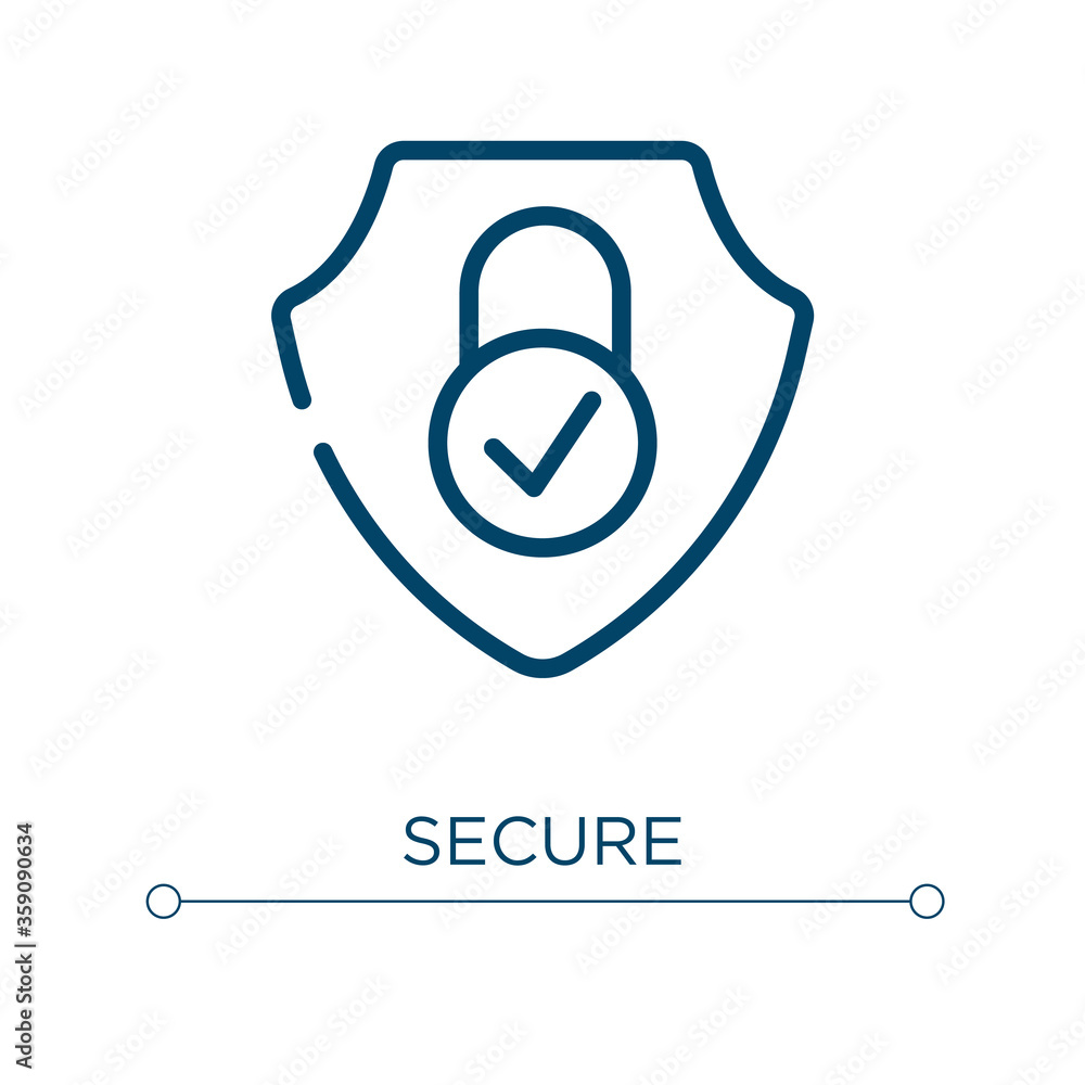 Poster secure icon. linear vector illustration. outline secure icon vector. thin line symbol for use on web