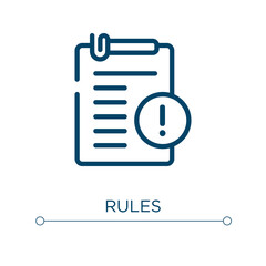 Rules icon. Linear vector illustration. Outline rules icon vector. Thin line symbol for use on web and mobile apps, logo, print media.