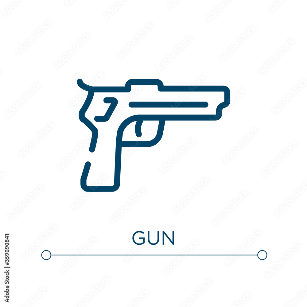 Poster gun icon. linear vector illustration. outline gun icon vector. thin line symbol for use on web and m