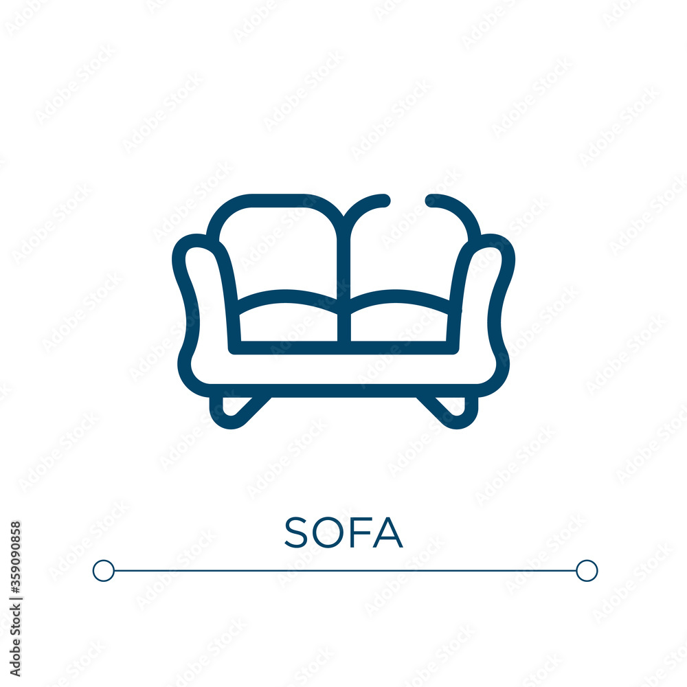 Poster sofa icon. linear vector illustration. outline sofa icon vector. thin line symbol for use on web and