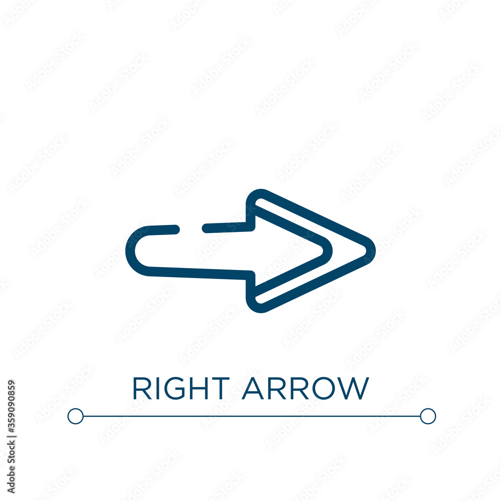 Poster right arrow icon. linear vector illustration. outline right arrow icon vector. thin line symbol for 